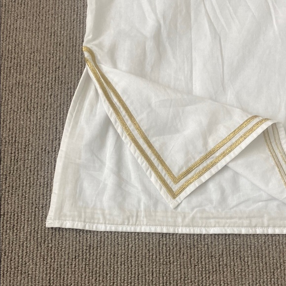 Gretchen Scott White and Gold Embroidered Women's TunicTop sz L NWOT - Picture 8 of 8